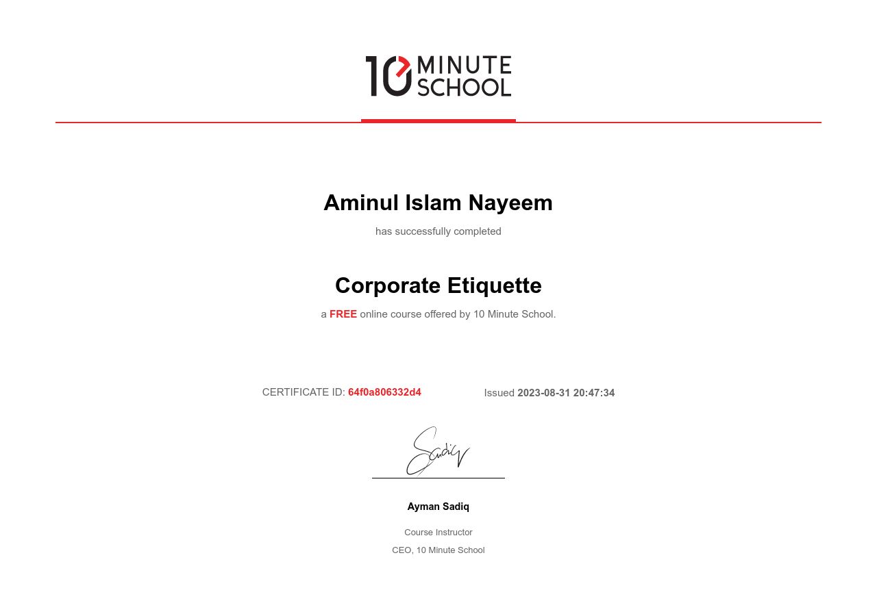 Certificate
